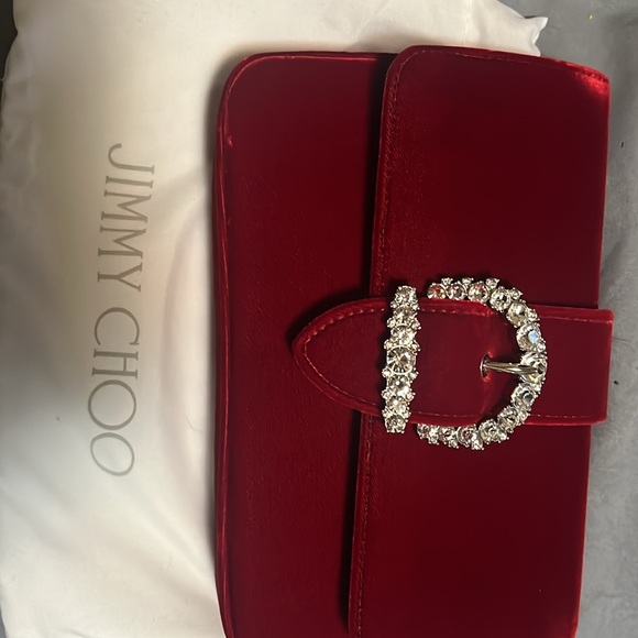 Stunning velvet burgundy/red Jimmy Choo purse. - Picture 3 of 4